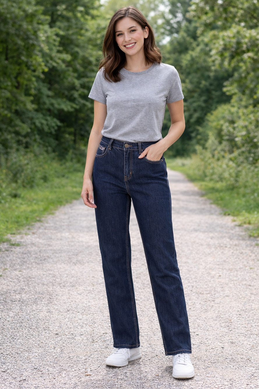 Tyndale Women's 4 Dark Wash Relaxed Fit FR Denim Workwear Straight Jeans K32-1